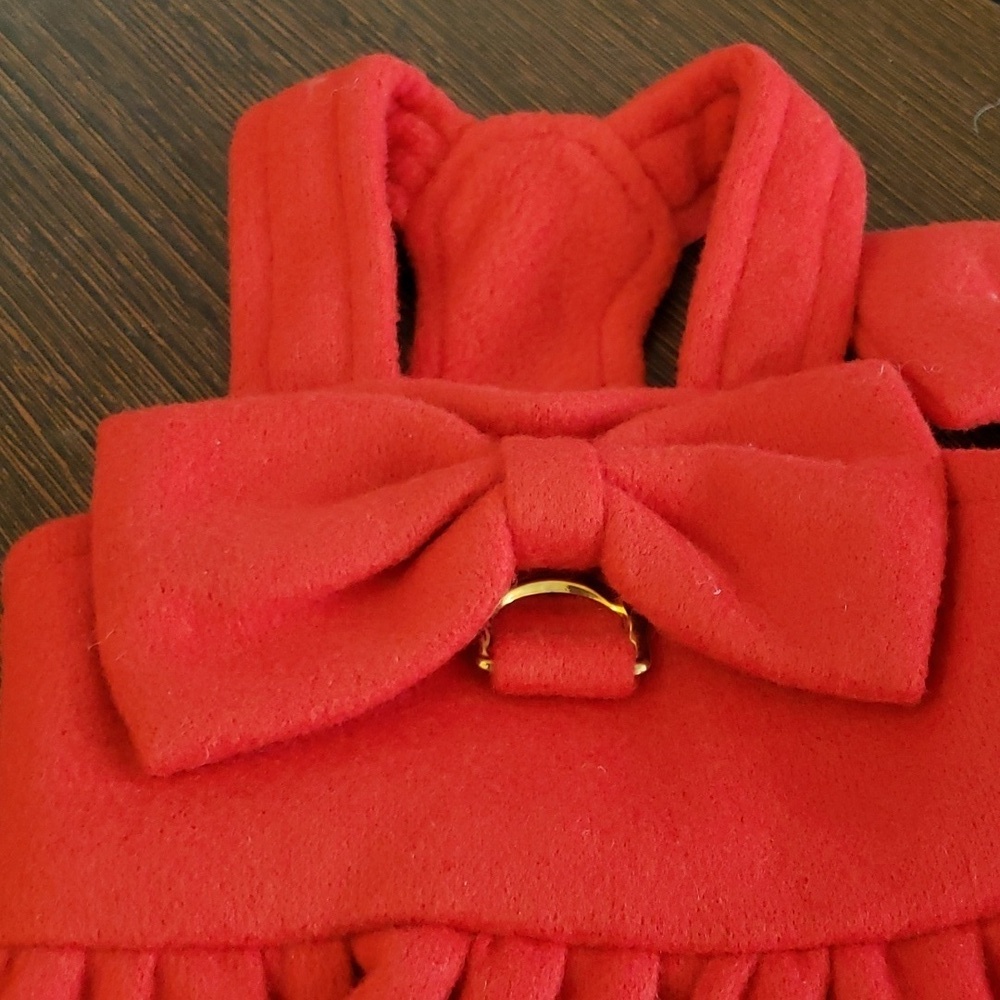 YIXUE Red Dog Dress with Matching Bow Leash Size XS - Picture 7 of 10